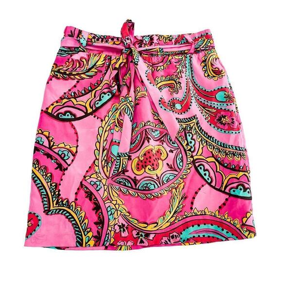 Lilly Pulitzer Pink Flower Printed Wrapped Front Skirt Size M - Picture 1 of 5
